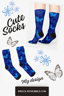 Blue Butterflies Socks.