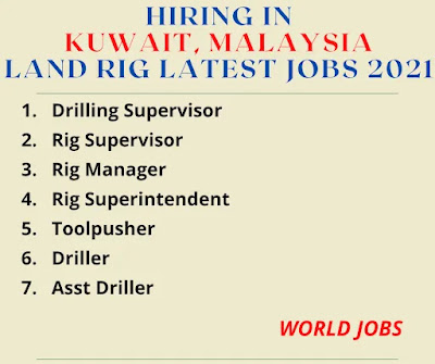 HIRING IN KUWAIT, MALAYSIA LAND RIG LATEST JOBS 2021