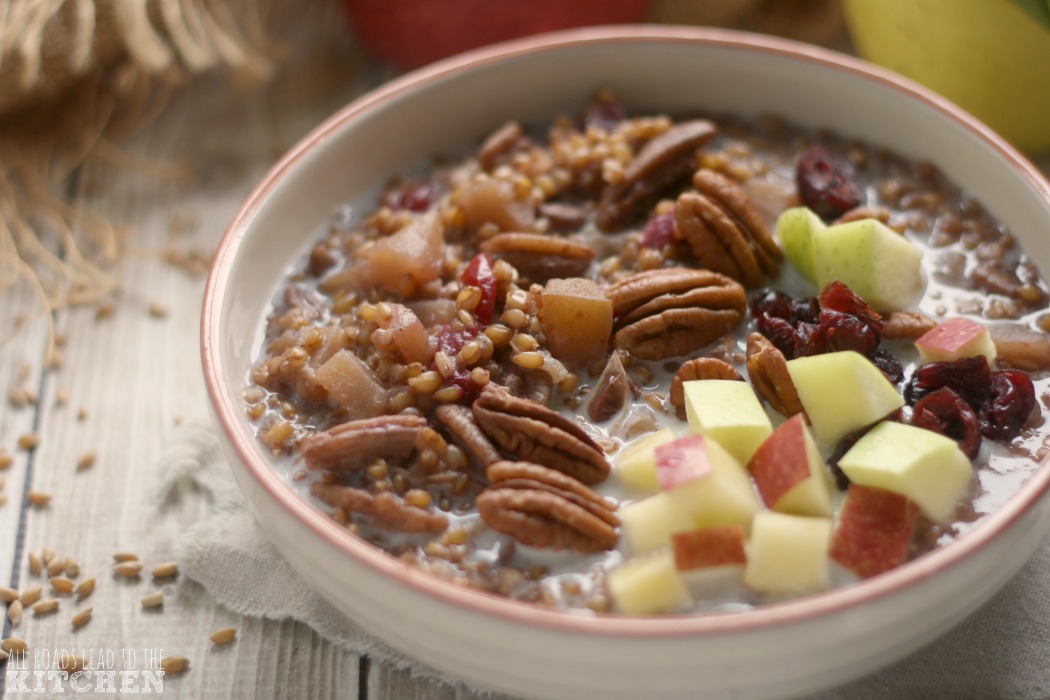 Slow Cooker Apple Cranberry Einkorn Porridge