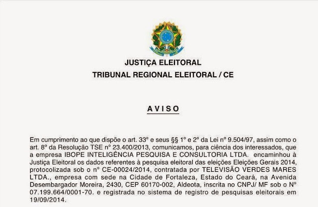 Ibope em campo: Pesquisa para governador do Ceará será divulgada nesta quarta-feira (24)