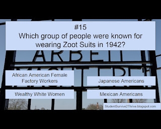 Which group of people were known for wearing Zoot Suits in 1942? Answer choices include: African American Female Factory Workers, Japanese Americans, Wealthy White Women, Mexican Americans