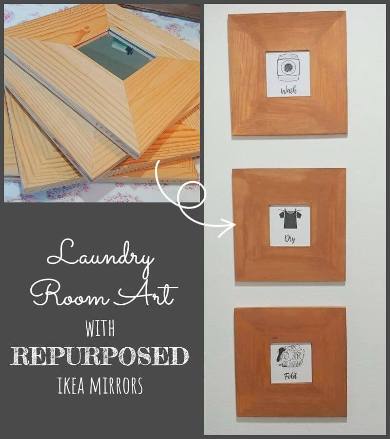 Laundry Room Art with Repurposed IKEA Mirrors