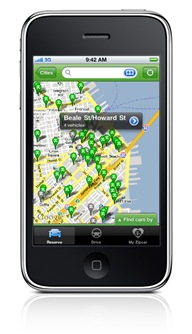 Zipcar car sharing iPhone and iPod touch app