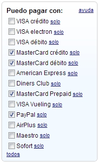 Recordar al elegir las opciones que una "Visa Débito" no es la típica prepago "Visa electrón"