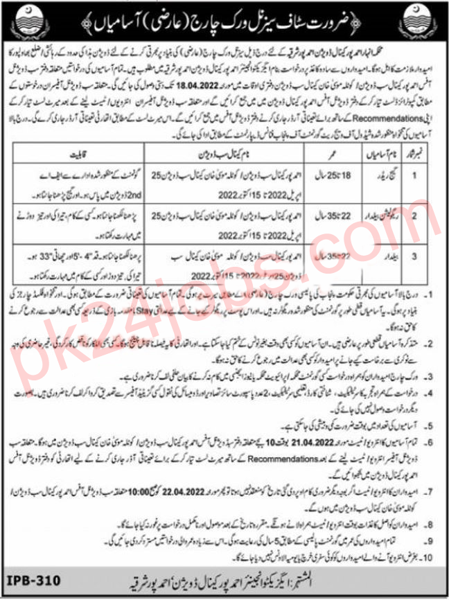 Irrigation Department Jobs 2022 – Government Jobs 2022