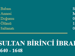 SULTAN BİRİNCİ İBRAHİM