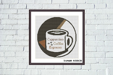 Morning coffee lover cup cross stitch pattern - Tango Stitch