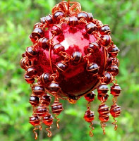 Copper and Red Glass gazing ball