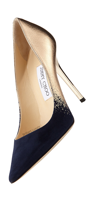 ♦Jimmy Choo Abel navy nude suede degrade metallic leather pointed toe pumps #jimmychoo #shoes #brilliantluxury