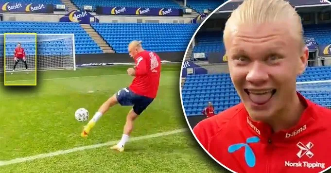 Video of outrageous shot from Erling Haaland to teammates