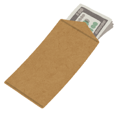 お金の入った封筒のイラスト（ドル）
