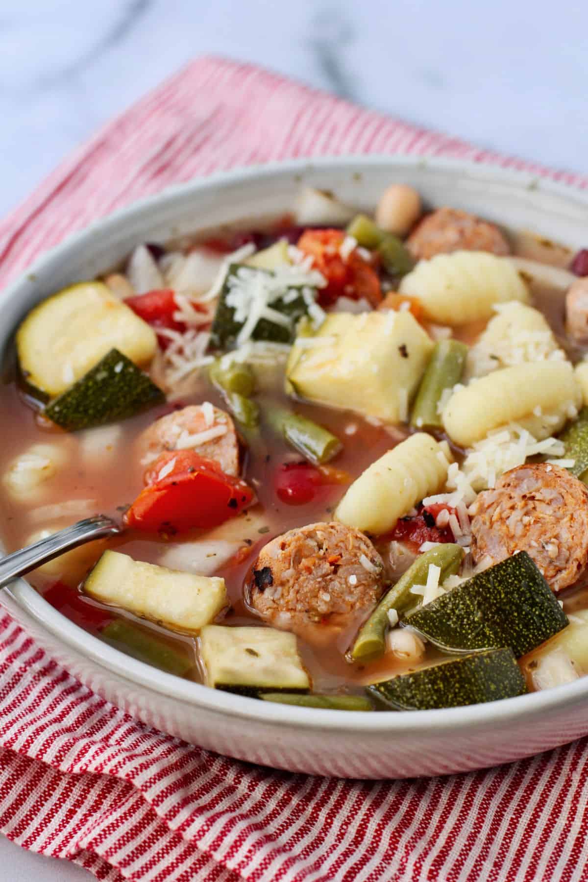 Large bowl of Gnocchi Minestrone.