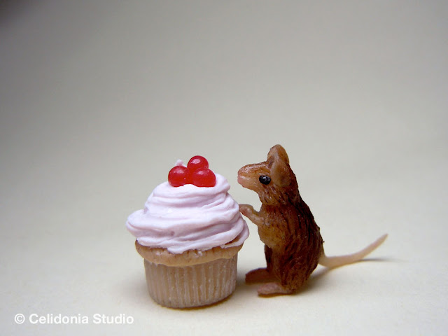 miniature mouse in polymer clay