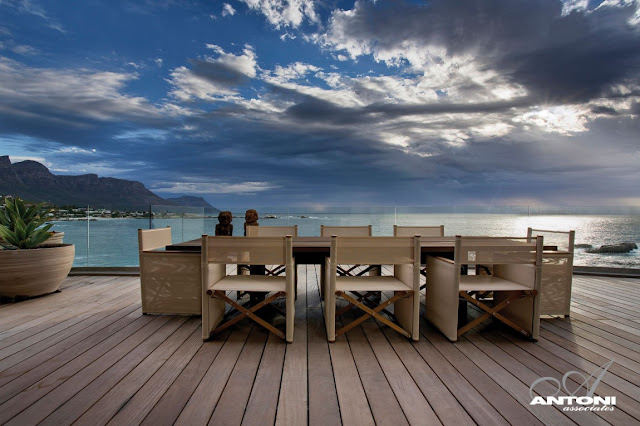 Picture of wooden dining table on the terrace