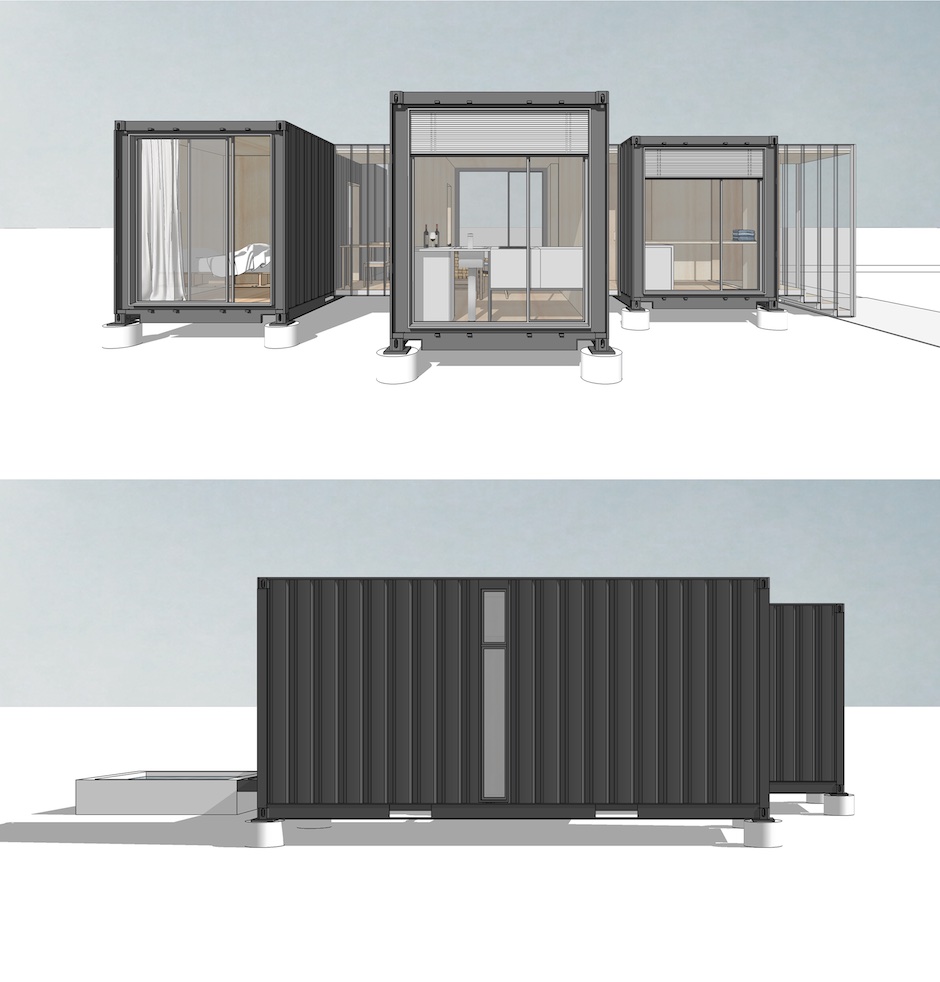 Shipping Container Homes & Buildings: 650 sqft Shipping Container Home -  Three Small Bedrooms in Three Small Containers, New York