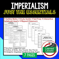 Imperialism, American History Outline Notes, American History Test Prep, American History Test Review, American History Study Guide, American History Summer School, American History Unit Reviews, American History Interactive Notebook Inserts