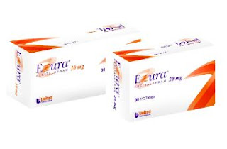  إيستالوبرام,Ezura® 10mg F.C. Tablets الأسم التجاري ,Ezura® 20mg F.C. Tablets,دواء إيزورا,الأسم العلمي Escitalopram,دواء إيستالوبرام,يستخدم  إيستالوبرام لعلاج الاكتئاب والقلق,مثبطات إعادة امتصاص السيروتونين الانتقائية  (SSRI),كيفية استخدام  إيستالوبرام, آثار جانبية إيستالوبرام,التفاعلات الدوائية إيستالوبرام,الحمل والرضاعة Ezura,إستخدامات Ezura,جرعات Ezura,الأعراض  الجانبية Ezura,التفاعلات الدوائية Ezura,موسوعة الأدوية الاردنية 