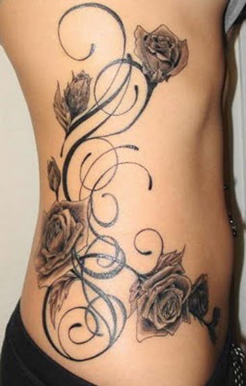 beautiful flower tattoo and vine designs picture