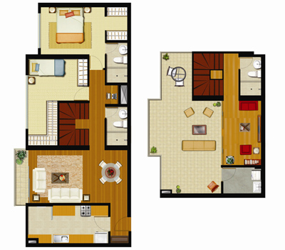 PLANO DE DEPARTAMENTO DE 2 PISOS DE 100 M2