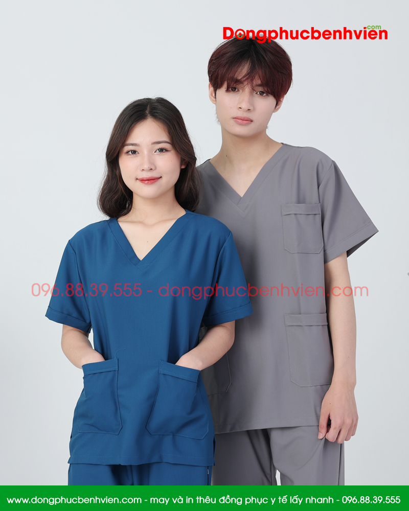 Bộ scrubs cổ tim nam-nữ cao cấp