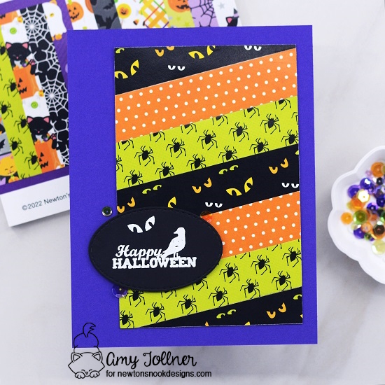 Halloween Meows Paper Pad, Halloween Woofs Paper Pad, Spooky Street Stamp Set, Oval Frames Die Set by Newton's Nook Designs #newtonsnookdesigns #newtonsnook #nnd #handmade