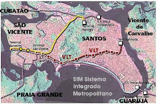 Arte sobre mapa publicado em A Tribuna de Santos