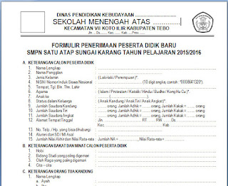Formulir Pendaftaran Siswa Baru (PSB) SMP/MTs 