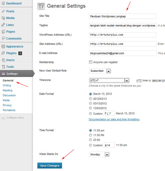 general settings