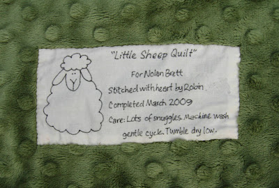 Little Sheep Quilt label