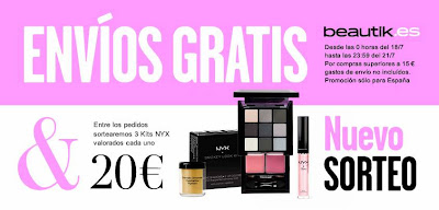 GASTOS DE ENVÍO GRATIS EN BEAUTIK Y SORTEO NYX