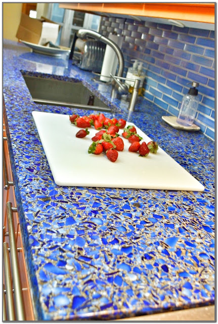 blue kitchen countertops pictures