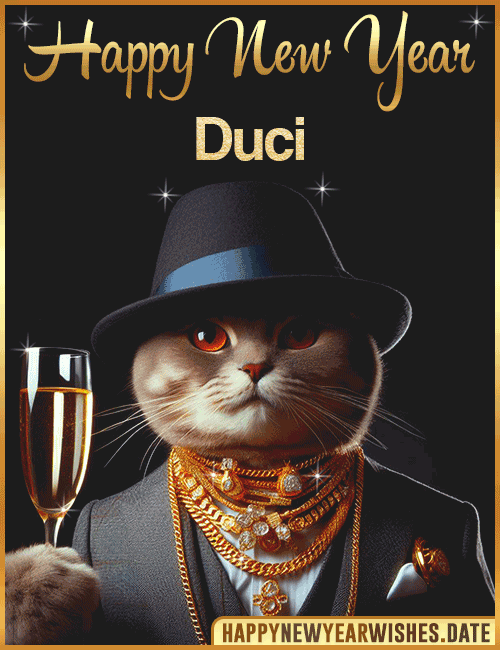 Happy New Year Cat Funny Gif Duci