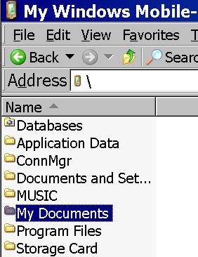 File Explorer > Windows Mobile > My Documents
