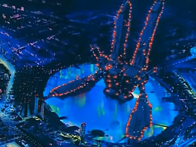The Macross covered in Christmas lights - just in case you forgot this was a Christmas episode.