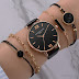 Watch Set Women 5 pcs Included Wristwatch and Leather Ladies Bracelet 