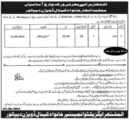 Canal Division Okara Jobs 2023 Advertisement