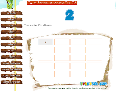 Write the number 2 (Two) in digits Worksheet