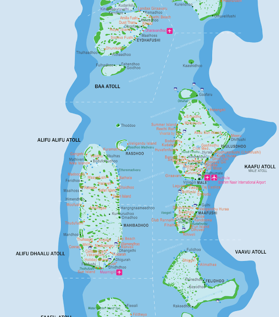 Mapa islas cercanas a Male