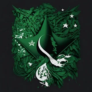 Pakistan Independence Day, Graphic Design, vector, masterpiece, Black Background,