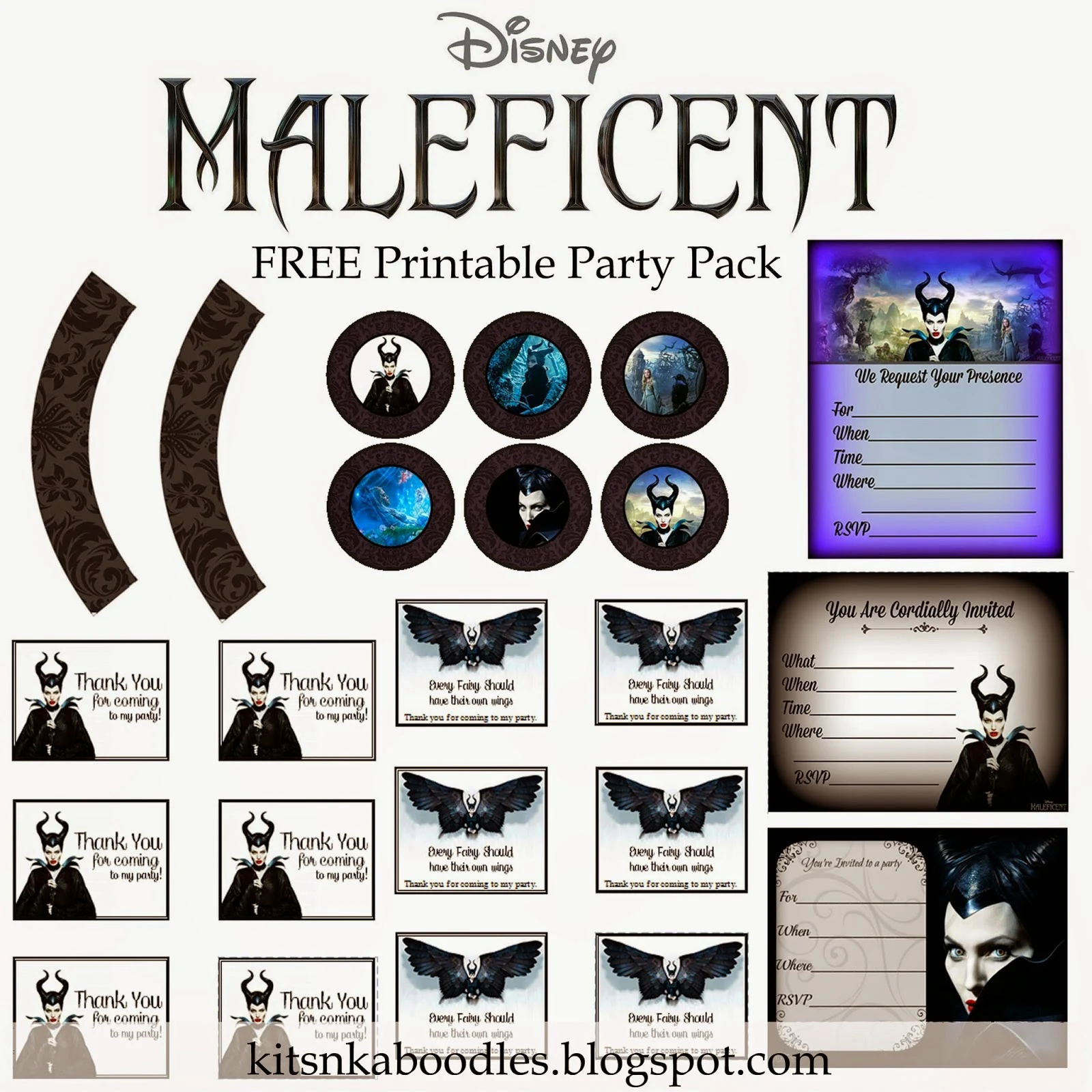 Maleficent Free Printable Kit. 