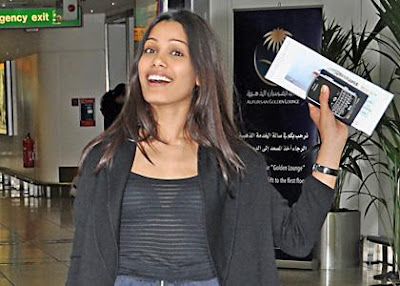 Freida Pinto spotted at Heathrow Airport
