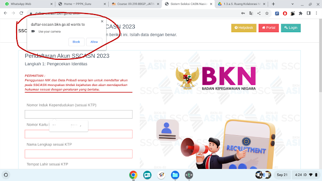 Mengatasi Kamera Bermasalah Saat Mendaftar Seleksi PPPK Guru, Teknis, Kesehatan dan CPNS - Webcam Is Not Loaded Yet