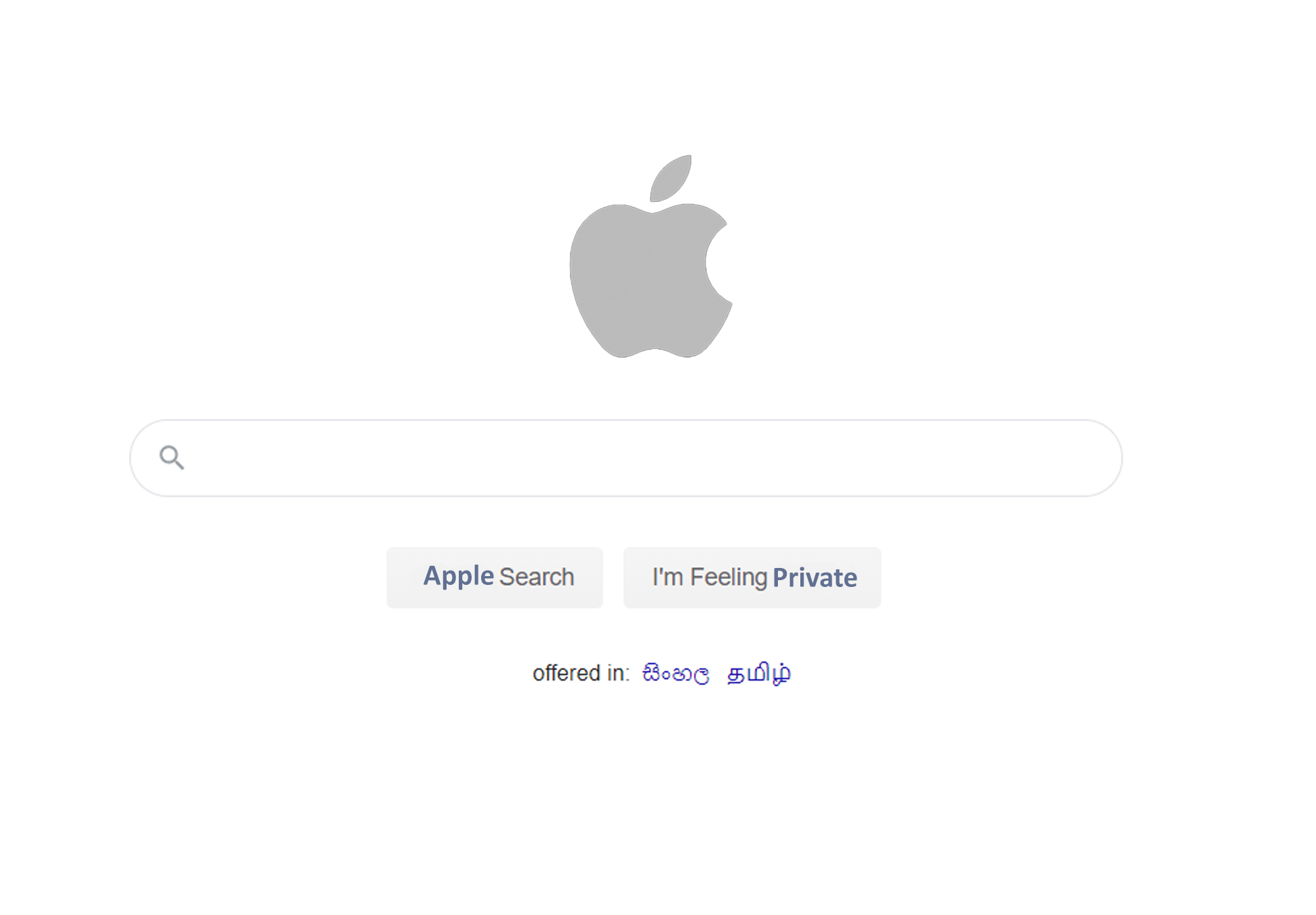 search engine home page interface with apple logo on it