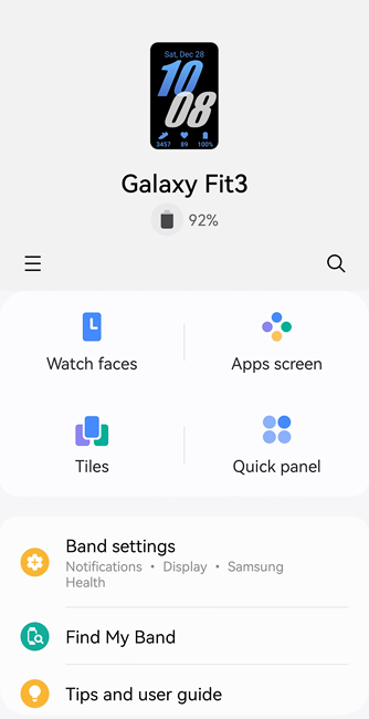 Samsung Galaxy Fit3 App