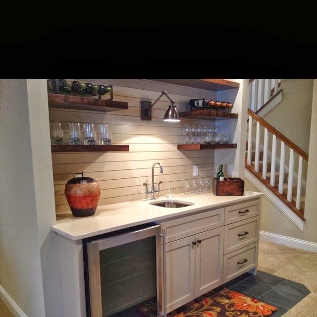 Wet Bar with Open Shelves