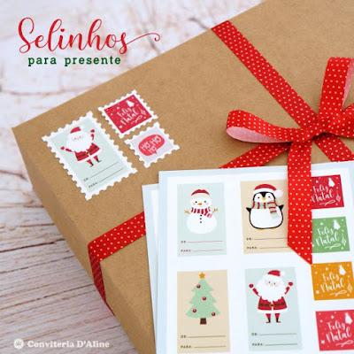 etiqueta presente natal selo postal