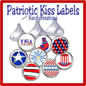 These Hershey kiss labels would be perfect for our 4th of July picnic this year.  So simple and cute that our friends are going to love the addition to the party.  Plus, its a quick and easy project with a free printable.  Love it
