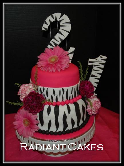 pink and white zebra cake. Zebra Print and Hot Pink Cake: