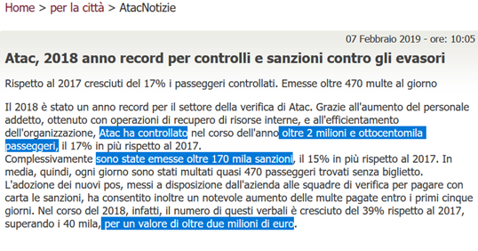 Atac, anno record per sanzioni ed evasioni, si ma a che serve?