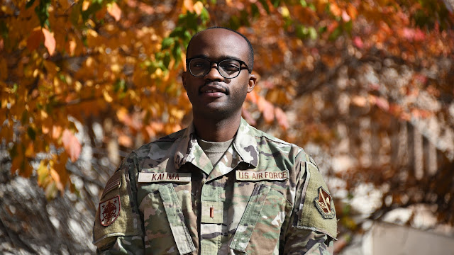 United States Air Force 2nd Lt. Jean Bertrand Kalima came to the United States nine years ago from Africa. Now a U.S. citizen, he recently began attending the Uniformed Services University (USU) to become a military doctor. Photo credit: Photo by Tom Balfour, USU)